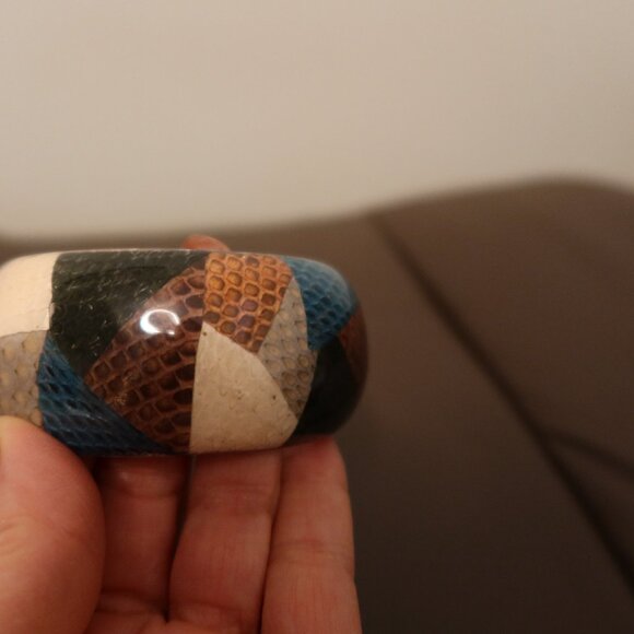 $450 ETRO cuff bangle bracelet multicolor teal, brown, grey, green, and cream - Picture 4 of 13